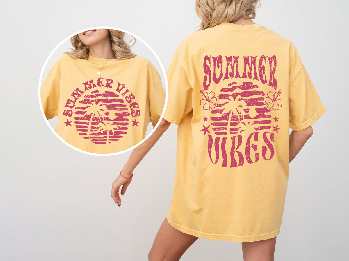 Summer Vibes Beach Fun Palm Tree Hot Girl Summer Comfort Colors Tee