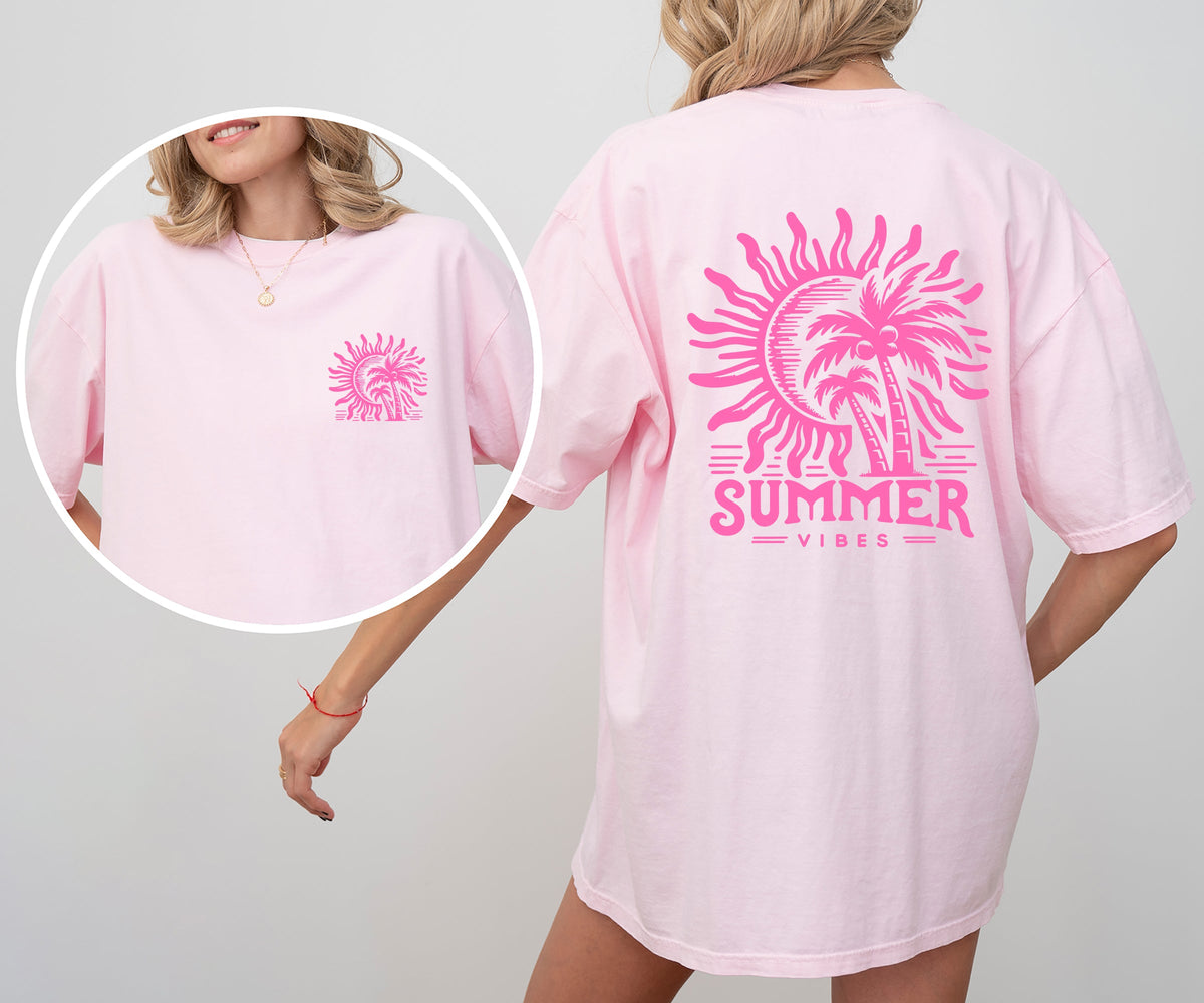 Summer Vibes Beach Please Palm Sunset Ocean Hot Girl Summer Vacation Comfort Colors Tee