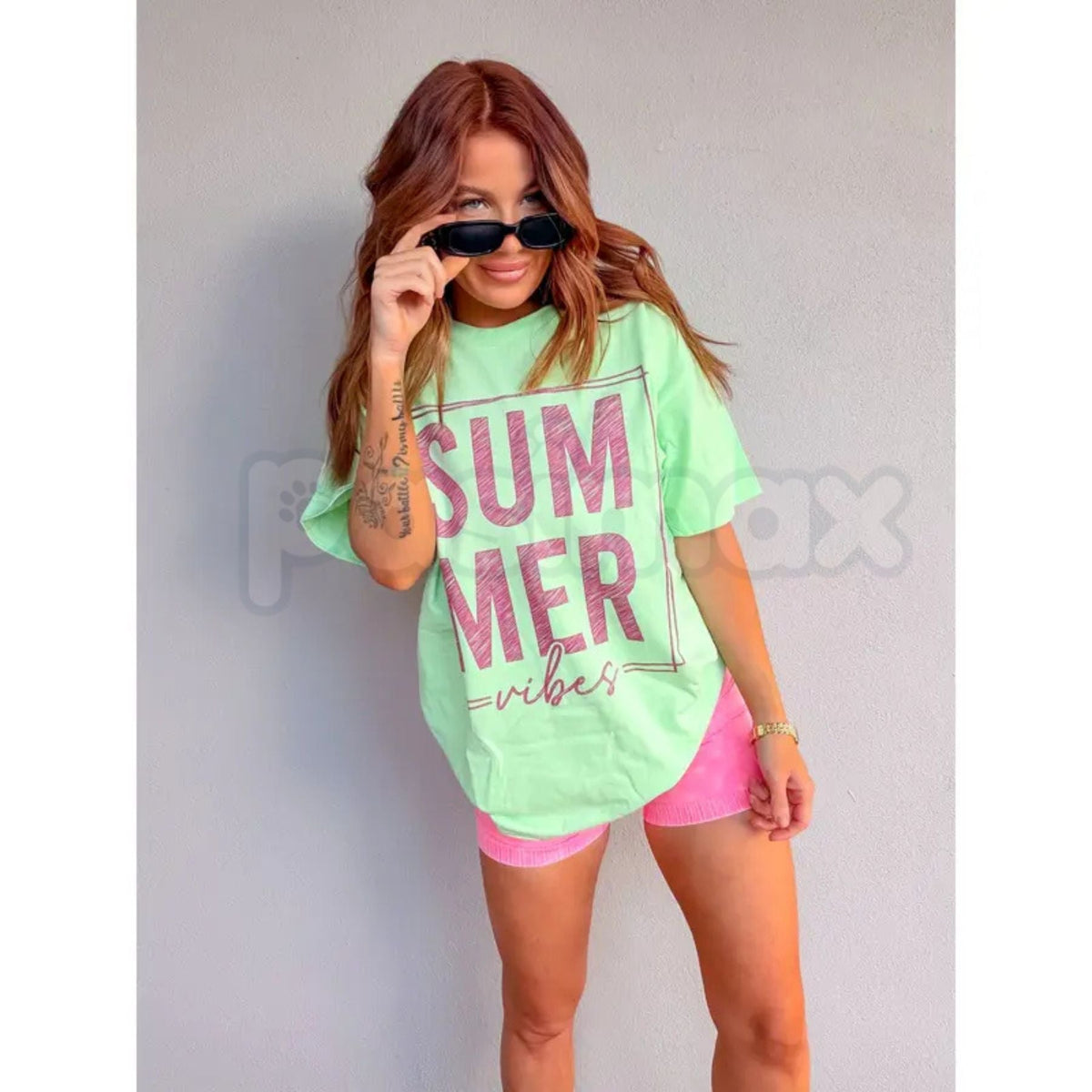 "Summer Vibes" Retro Graphic Top – Premium 100% Cotton Beach Vacation Tee, Vintage Sunset Aesthetic Shirt, Soft Lived-In Heavyweight Coastal Fashion, Made in USA