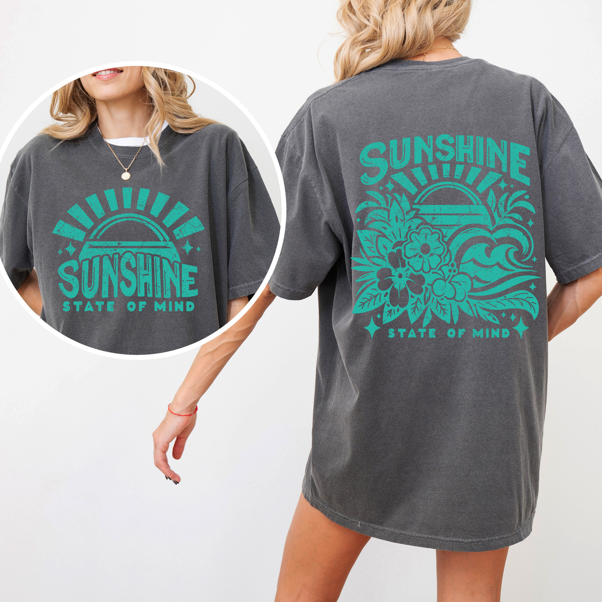 Sunshine State Of Mind Retro Beach Summer Front And Back Edition For Sunny Day Getaways Comfort Colors Tee