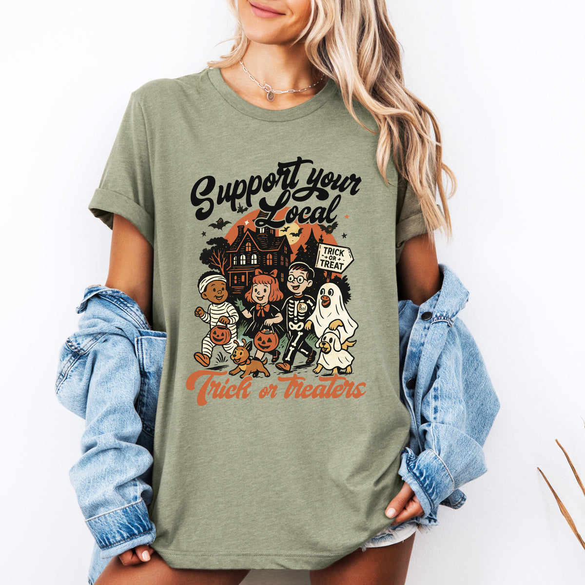 Support Your Local Trick Or Treaters Halloween Costume Family Friendly Graphic Tee