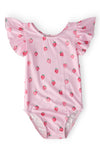 Sweet Strawberries S/S Flutter Sleeve Leotard