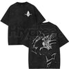 Sword Art Online Kirito B&W T-Shirt – Oversized Acid Wash Anime Tee, Y2K Japanese Manga Streetwear