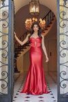 Nox Anabel T1500 Dress Satin Strapless Floor Length Keyhole Bodice