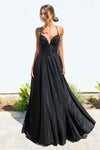 Ladivine Amoris T214 Sleeveless Spaghetti Strap A-Line Glitter Gown