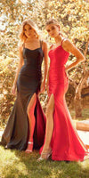 Nox Anabel T481 Long Scoop Neck Spaghetti Strap Fitted Gown Slit