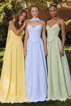 Amoris T711 Long Spaghetti Strap A-Line Chiffon Dress