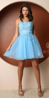 Nox Anabel T718 Short A-Line Corset Back Baby Doll Dress Tulle Skirt