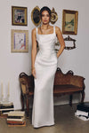 Amoris T729W Sleek Satin Adjustable Straps Fitted Off White Gown