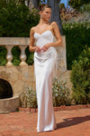 Amoris T747W Long Off White Fitted Gown Convertible to Short Mini Dress