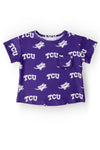 TCU Purple Frog Ruffle Pocket Tee
