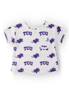 TCU White Frog Ruffle Pocket Tee