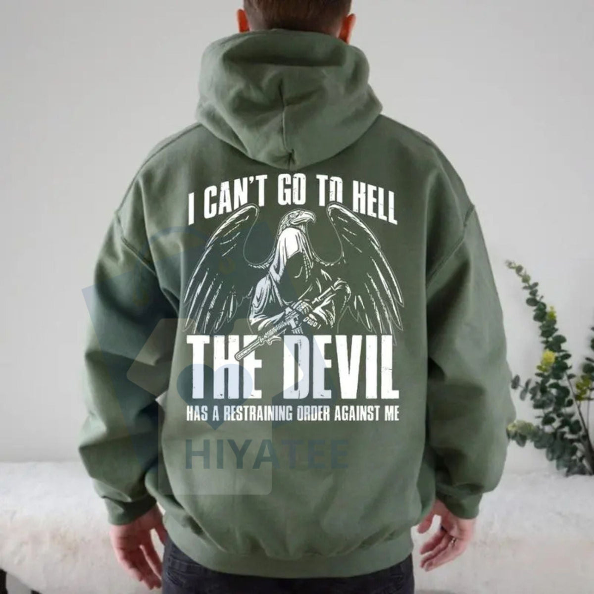Tactical Skull Hoodie Devil Graphic – Veteran Trucker 2A Humor, Unisex Casual Streetwear Top with Unique Back Design