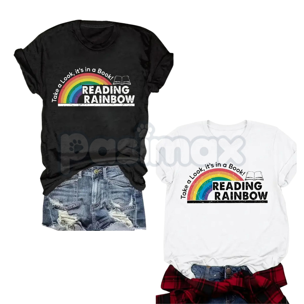 "Take A Look, It's A Book!" Reading Rainbow Tee – Retro 80s/90s Nostalgia Graphic Shirt, Premium 100% Cotton Teacher & Librarian Gift, Vintage Educational Media Apparel, Made in USA
