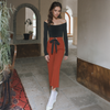 Women's High Waist Front Slit Trouser In Ruby