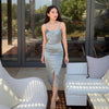 Sleeveless Satin Midi Dress in Vintage Blue