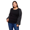 Pleione Plus Size Ribbed Round Neck Holiday Top