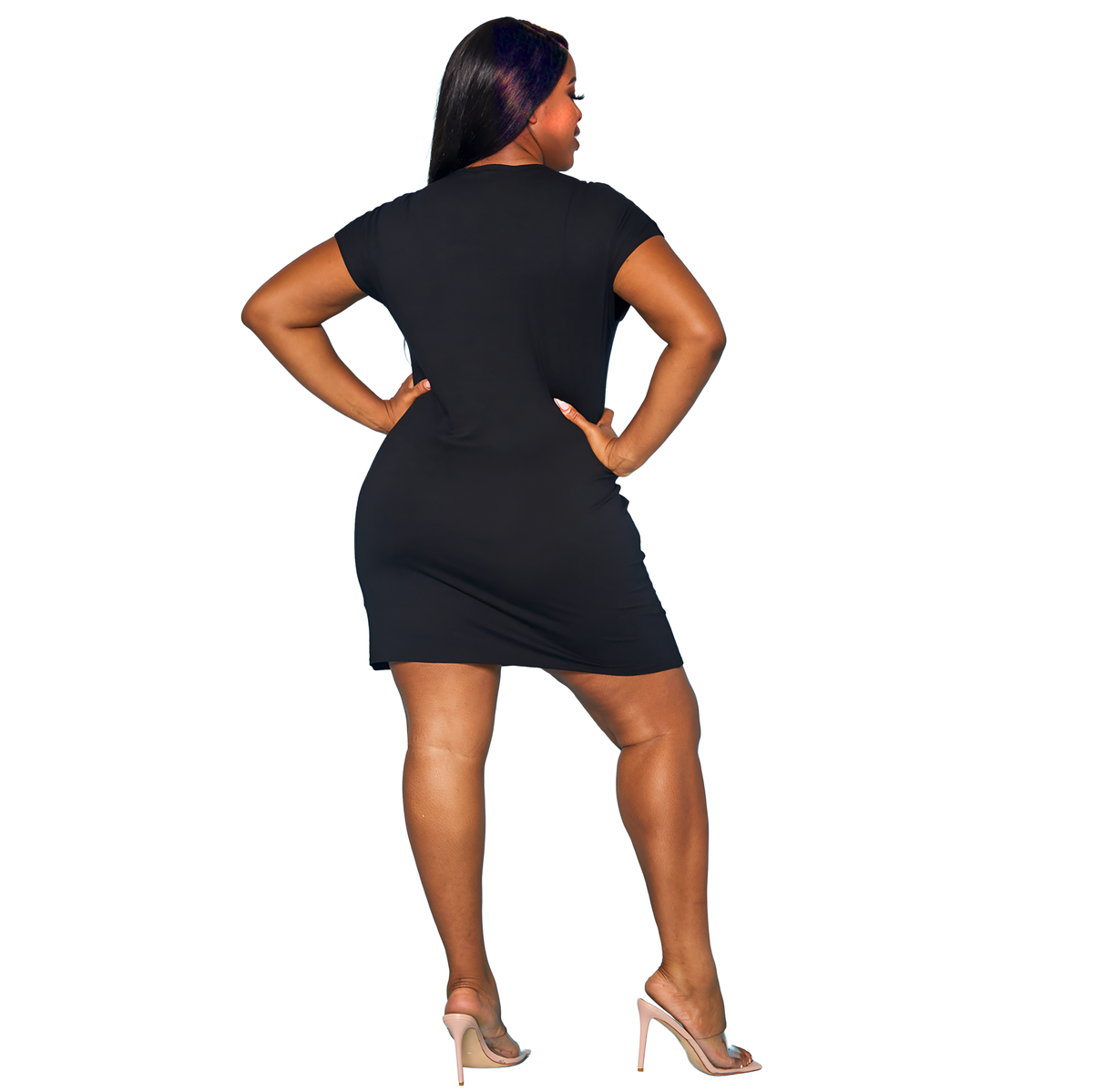 Plus Women's Basic V-Neck Mini Wrap Dress