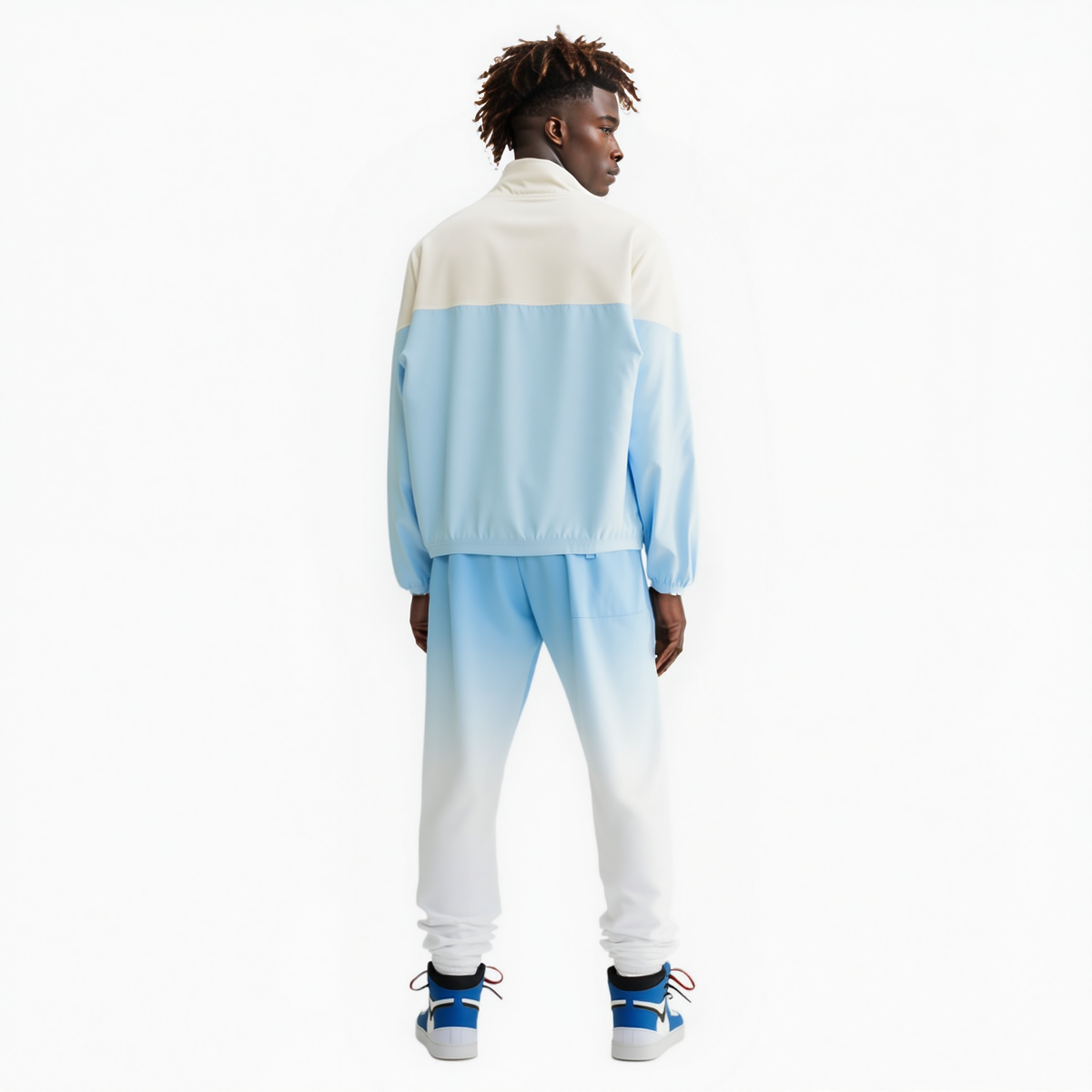 Blank State Men's Retro Swishy Track Jacket in Sky Blue