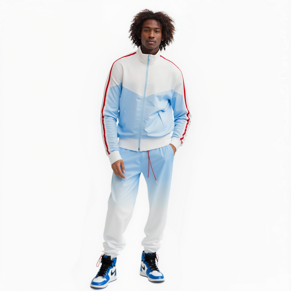Blank State Men's Retro Swishy Track Jacket in Sky Blue