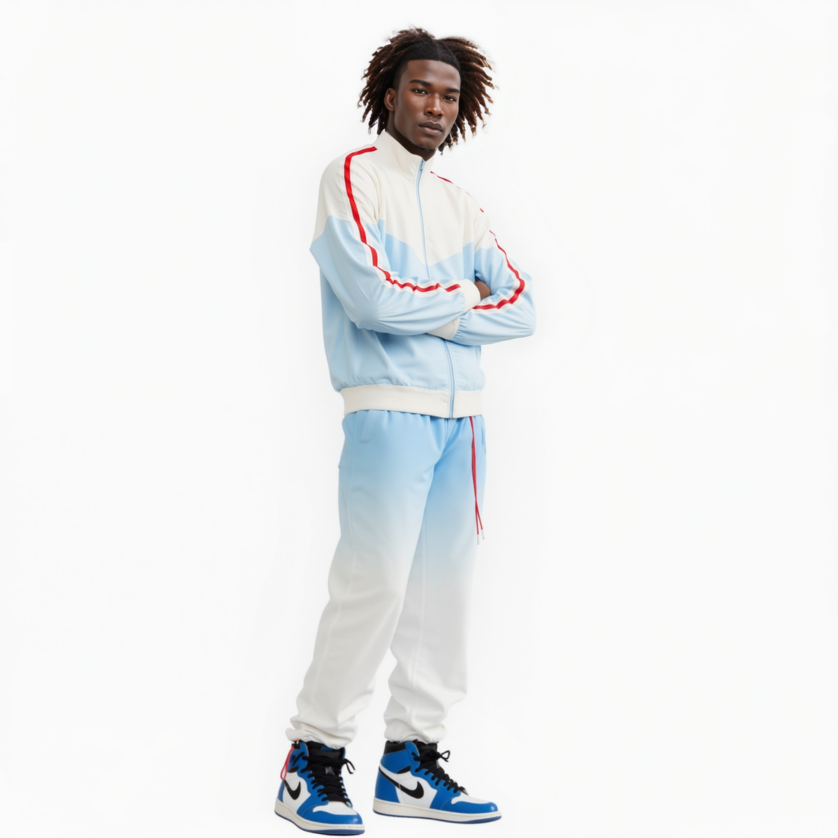 Blank State Men's Retro Swishy Track Jacket in Sky Blue