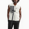 Konus Men's Sweater Utility Vest w/ Bellow Pockets in Off White