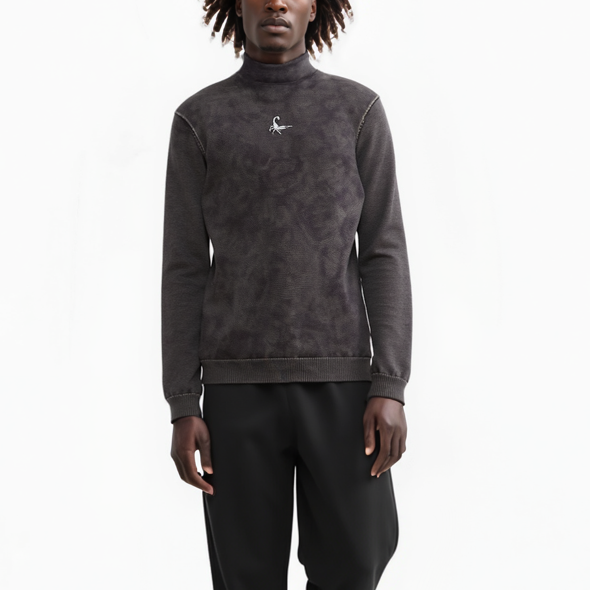 Men's Scorpion Turtle Neck Sweater in Black