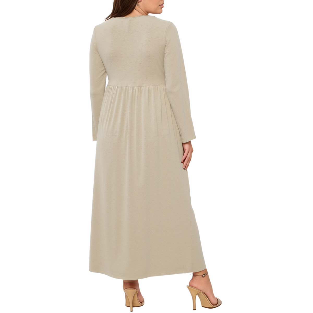 Plus Size Women's Basic Long Sleeve Maxi Dress