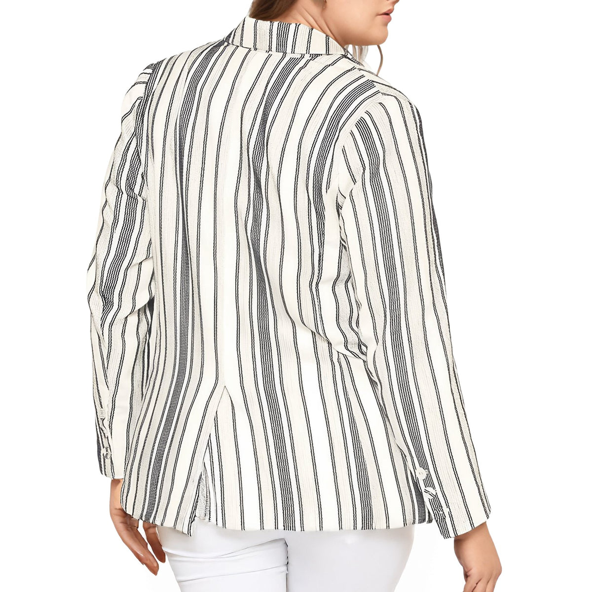 Women's Plus Size Stripe Blazer in Blue White