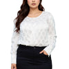 Pleione Plus Size Women's Cross Front Crewneck Blouse Top