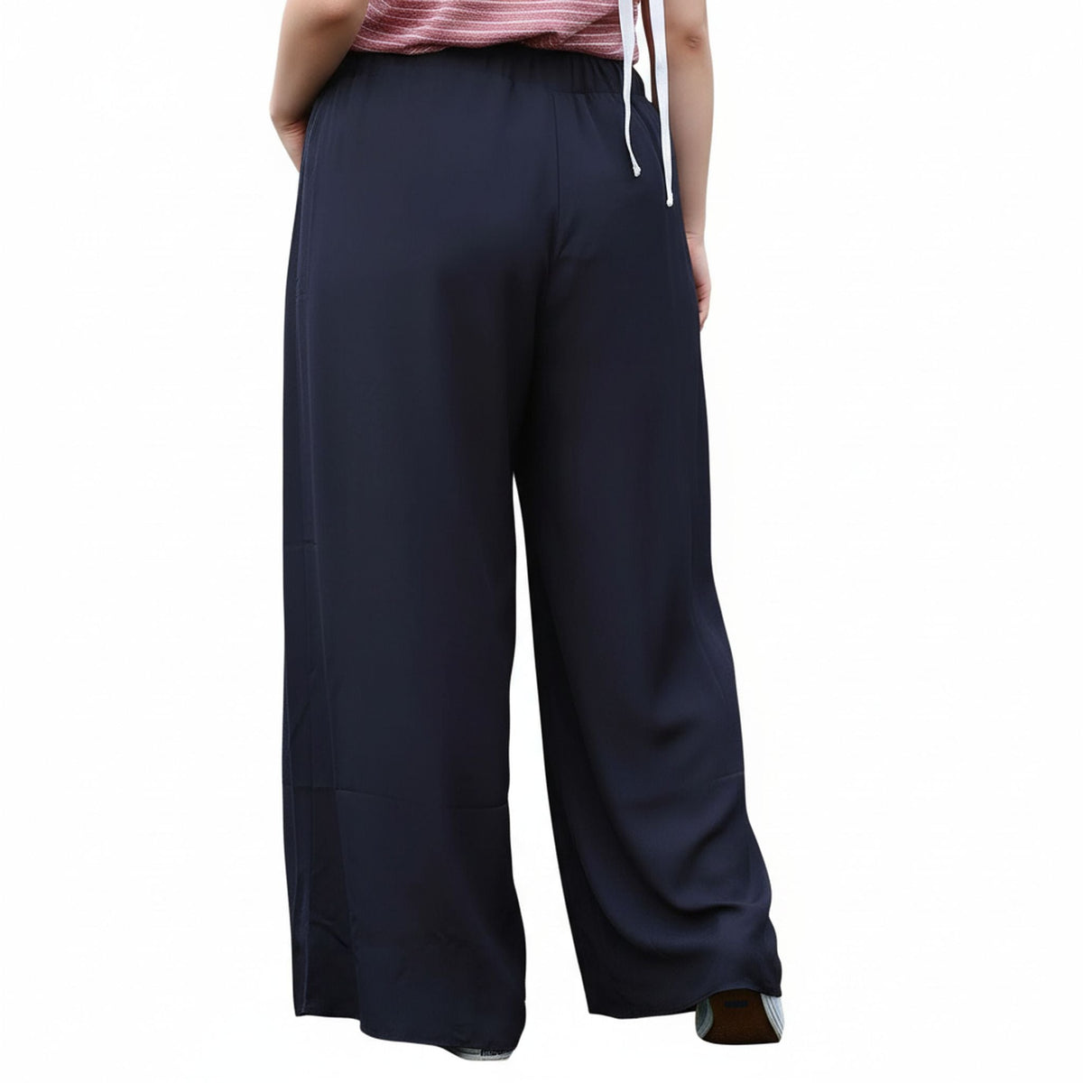 Pleione Plus Size Women's Tassel Drawstring Palazzo Pants