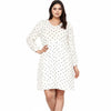 Women's Plus Size Triangle Print Long Sleeve Dress in White Triangle
