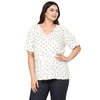 Women's Plus Size Triangle Print Short Sleeve Blouse in White Triangle
