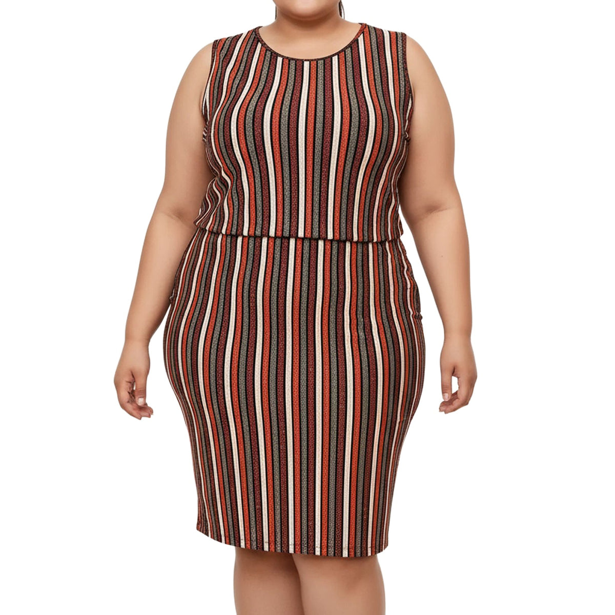 Pleione Plus Size Gathered Multi Print Midi Skirt