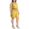 Pleione Plus Size Women's Floral Lace Sleeveless Top In Mustard