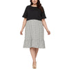 Women's Plus Size Glen Plaid Mermaid Dress in Black
