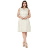 Women's Plus Size Sleeveless Button Down Stripe Dress in Sage