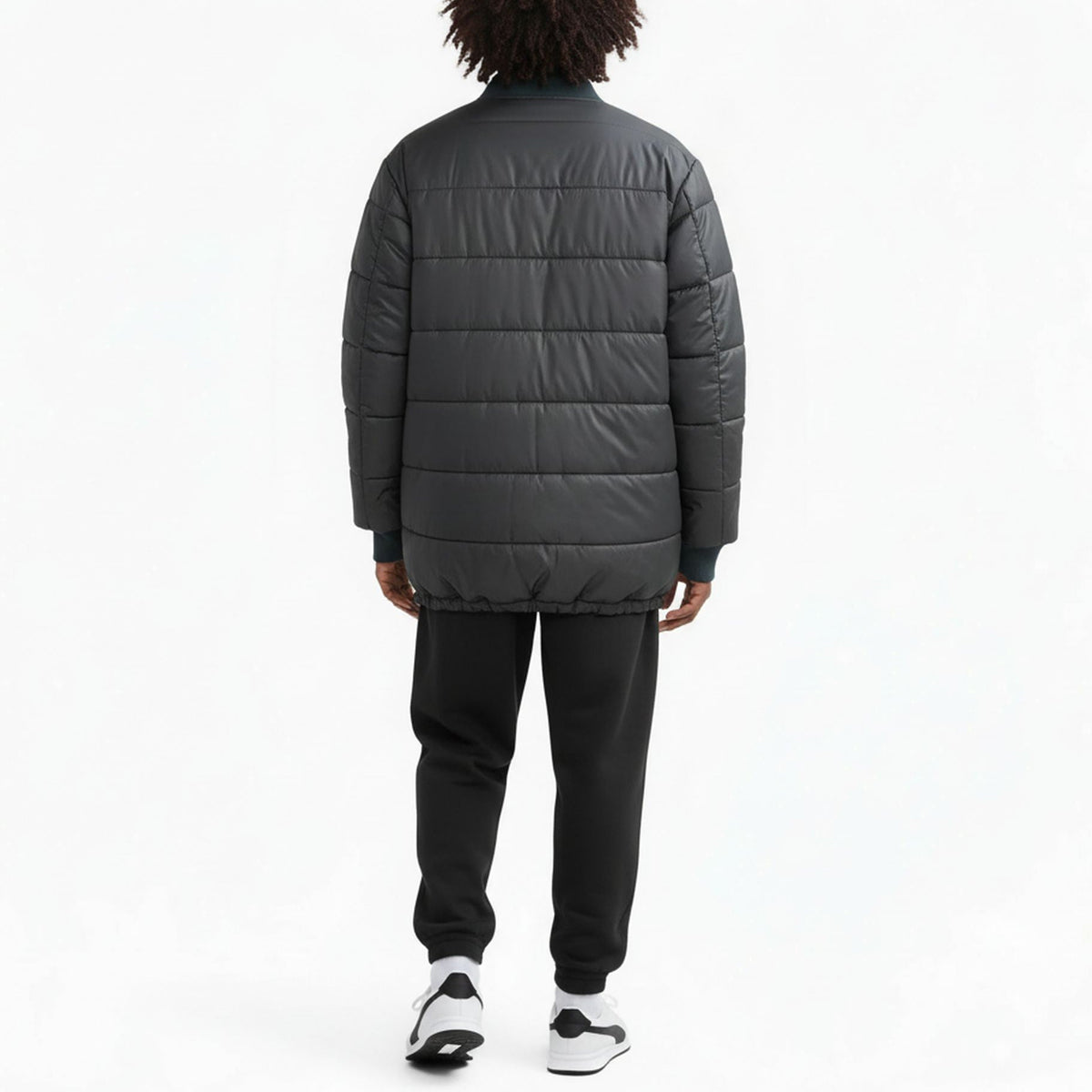 Konus Men's Reversible Long Bomber Jacket in Black