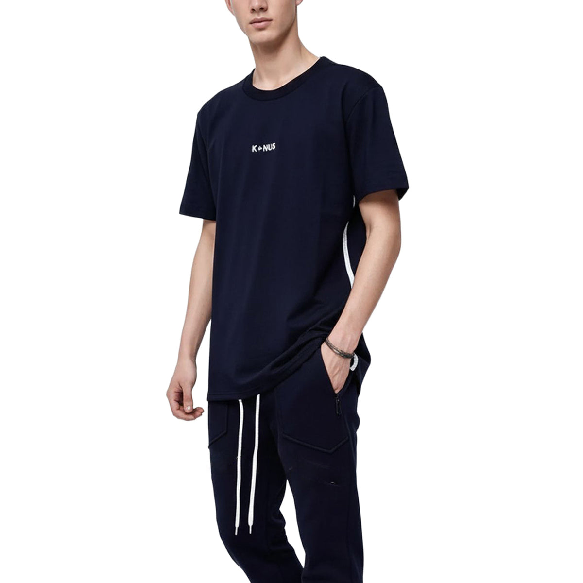 Men's Side Seam Tape Short Sleeve Tee in Navy