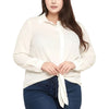 Pleione Plus Tie-Front Button-Down Blouse