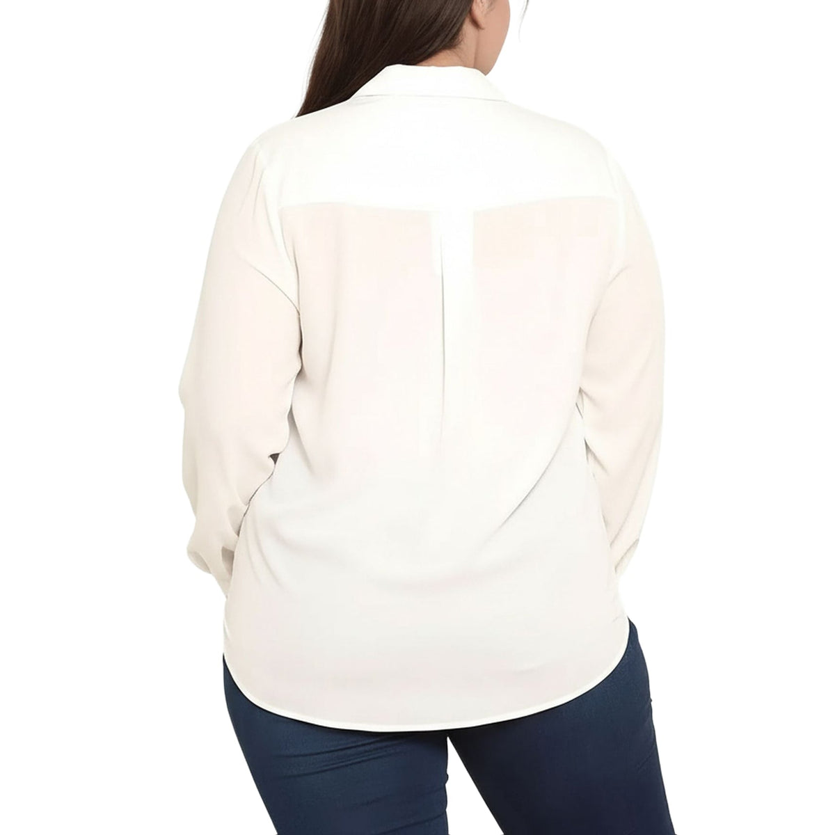 Pleione Plus Tie-Front Button-Down Blouse