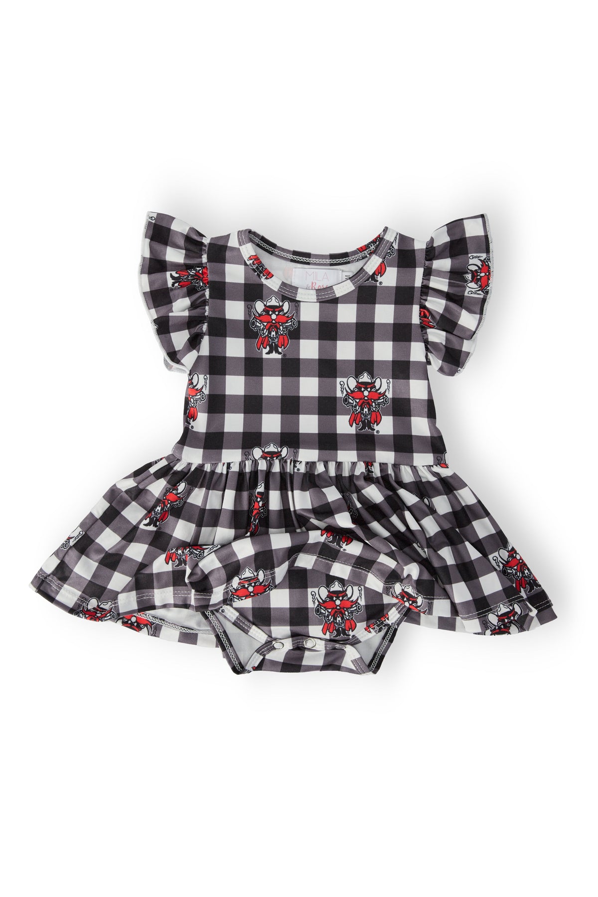 Texas Tech Plaid Raider Red S/S Flutter Twirl Bodysuit