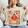 Thanksgiving Turkey Floral Boho Botanical Autumn Harvest Leaves Graphic Sweatshirt