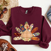 Thanksgiving Turkey Plaid Autumn Patterns Cozy Festive Decor Soft Fleece Lined Sweatshirt