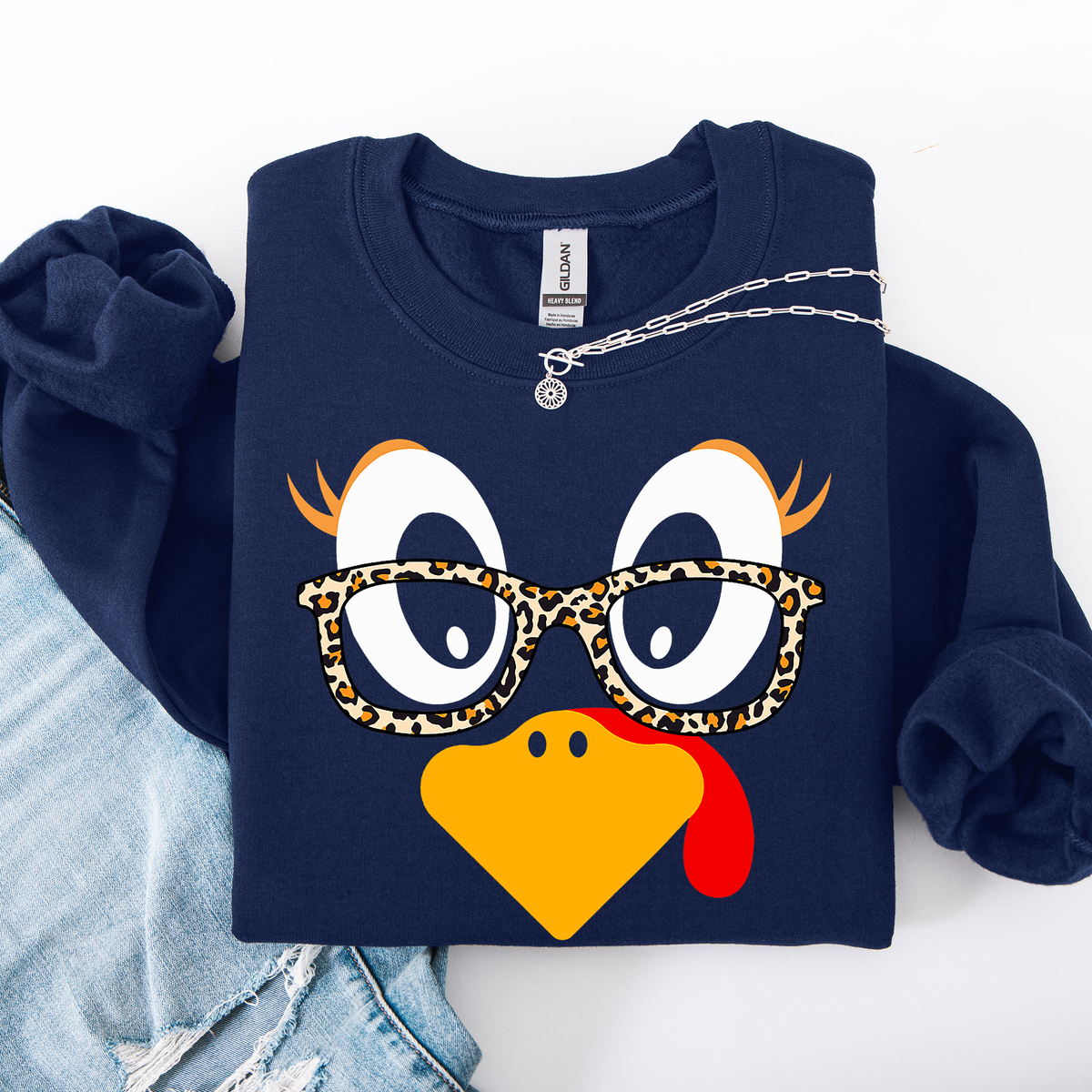 Thanksgiving Teacher Turkey Leopard Print Autumn Festive Cozy Classroom Style Sweatshirt