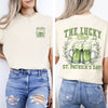 The Lucky Club Drinking Beer St Patrick's Day Shamrock Clover Leprechaun Comfort Colors Tee