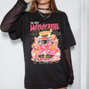 The Most Wonderful Time Of The Year Reading Skeletons Spooky Pink Halloween Graphic Tee