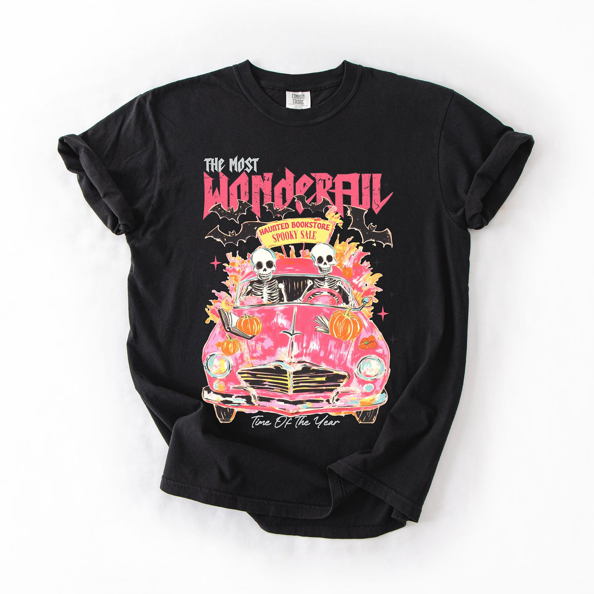 The Most Wonderful Time Of The Year Reading Skeletons Halloween Comfort Colors Tee