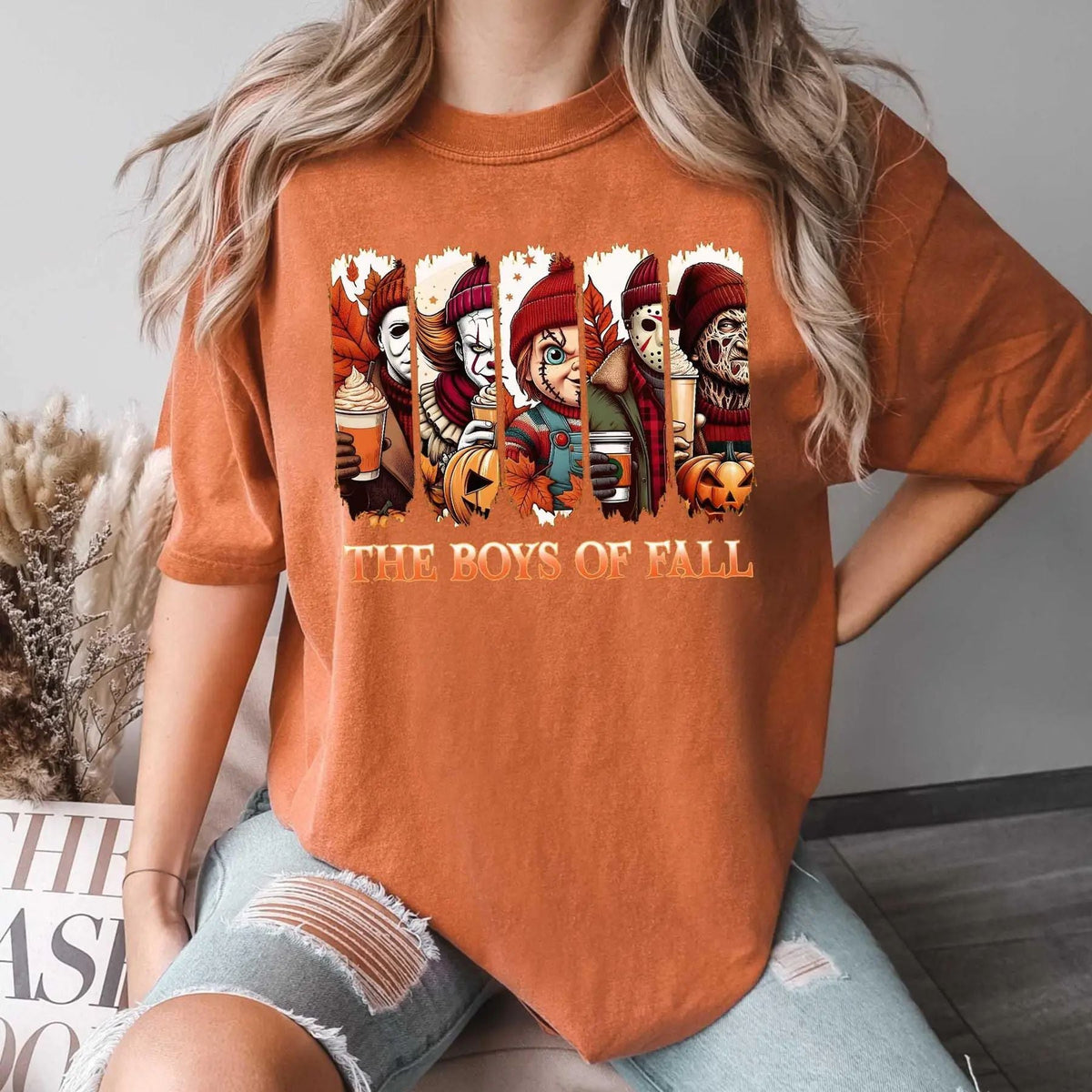 'The Boys Of Fall' Horror Shirt – Fall Vibes Halloween Tee, Horror Friends Autumn Shirt, Cozy Season Fan Gift, Unisex Graphic Top