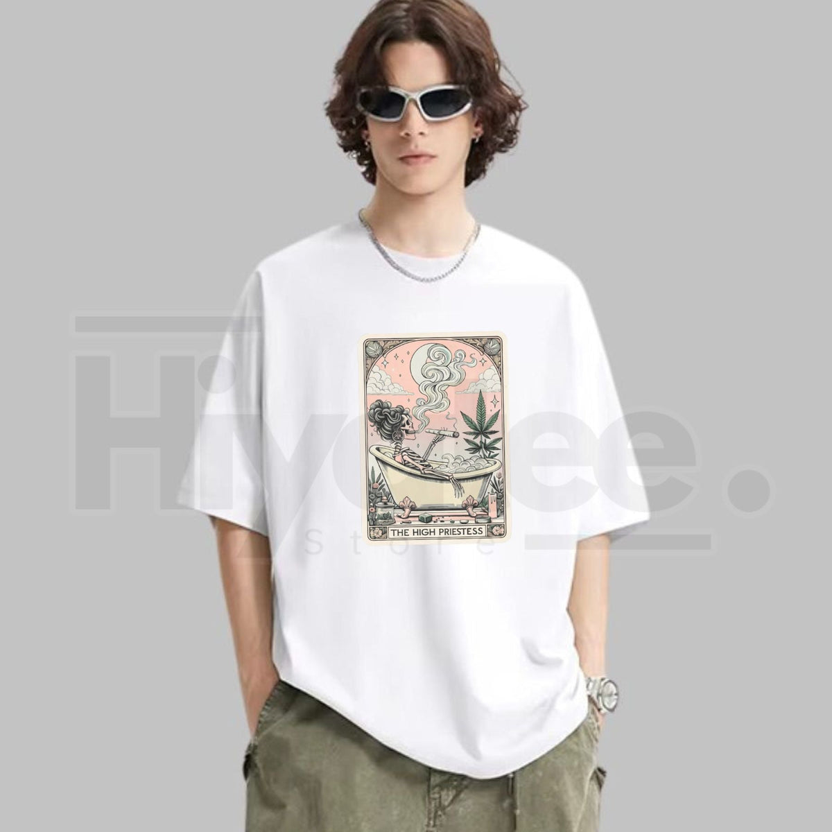 "The High Priestess" – Mystic Humorous Skeleton Tarot Card Graphic Top